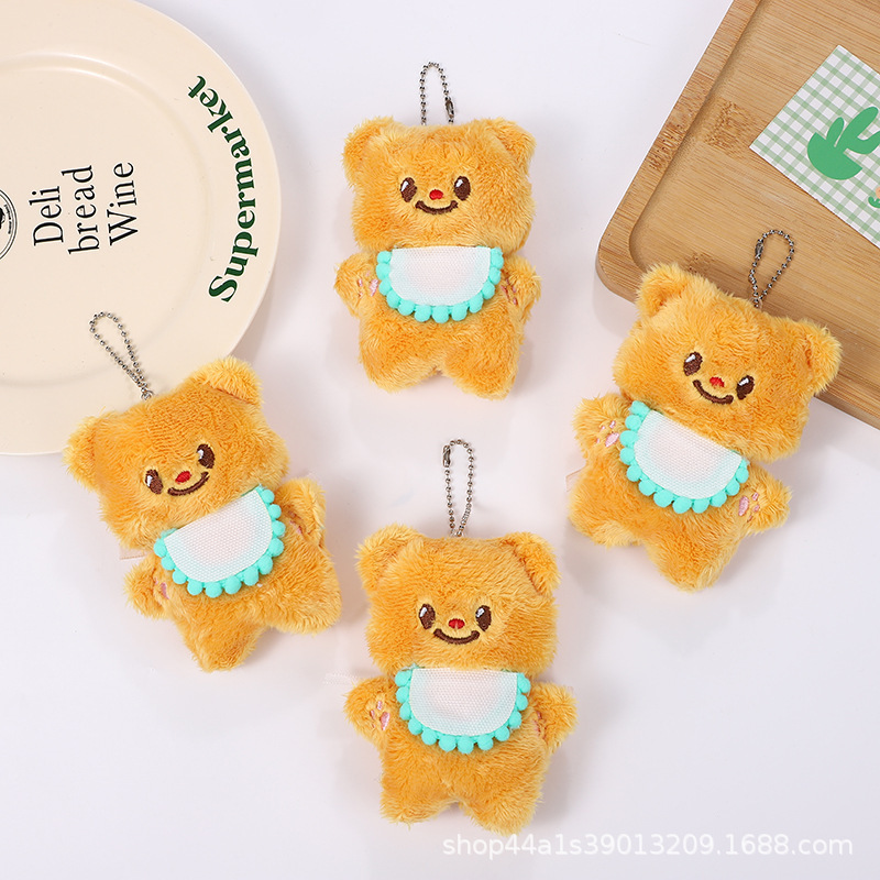 Popular Bib Butter Bear Plush Pendant Keychain Cartoon Bear Pendant Cute Bag Pendant Wholesale