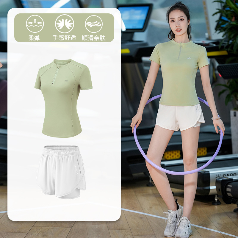 スポーツ上着女性夏速乾プロマラソン朝走スポーツスーツファッション半ファスナーネット赤トレーニング服|undefined
