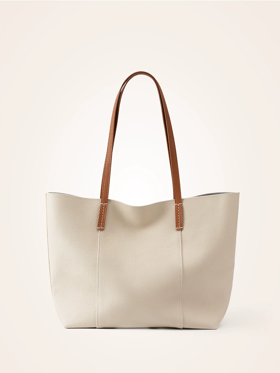 Capacious leather universal one-shoulder bag, cowhide, genuine leather