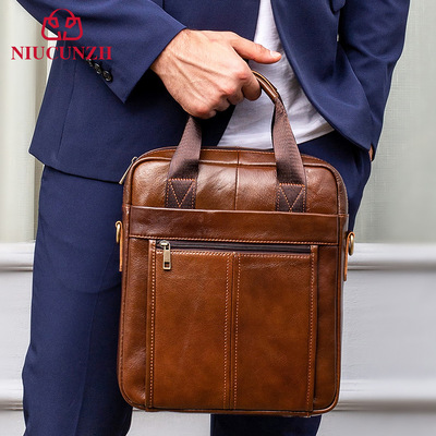 Korean Edition business affairs genuine leather portable Computer package Simplicity man Vertical section The single shoulder bag senior The first layer cowhide Briefcase