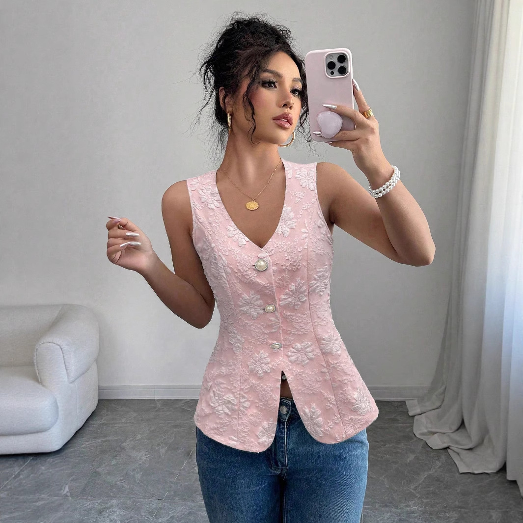 Cross-Border European and American Sleeveless Tops for Women, Summer New Foreign Trade Fashion Vests, Slimming Temperament