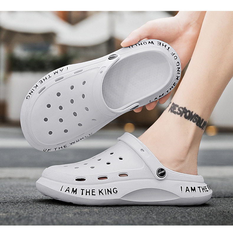 Loch Schuhe Herren Sommer Neue Dicke Sohlen Oberbekleidung Baotou Hausschuhe Rutschfeste Herren Sandalen Strandschuhe Sandale_voghion.com