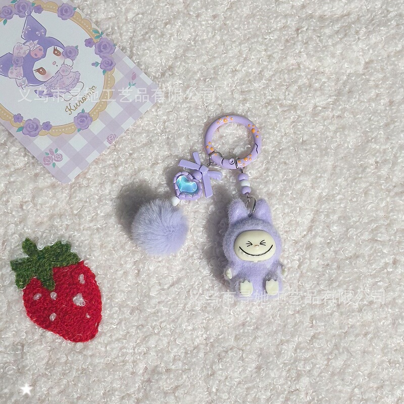 植毛ラブブ人形3歳キーホルダーペンダントクロスボーダーかわいい人形DIYアクセサリー携帯電話アクセサリーペンダント|undefined