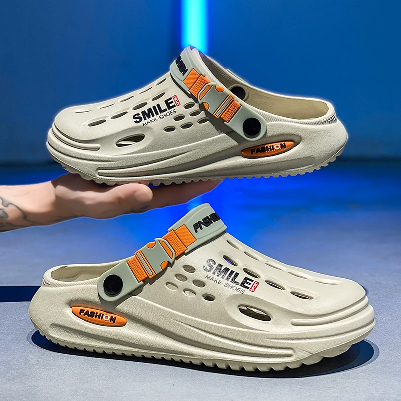 Мужские летние пляжные шлепанцы Croc 2025, новые, нескользящие, повседневные, спортивные, с толстой подошвой, закрытый носок, для вождения.