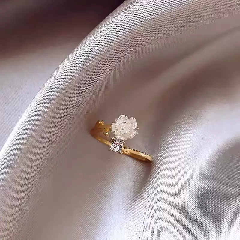 Mountain tea, adjustable ring, small design zirconium, high-quality style, on index finger, 2024 years