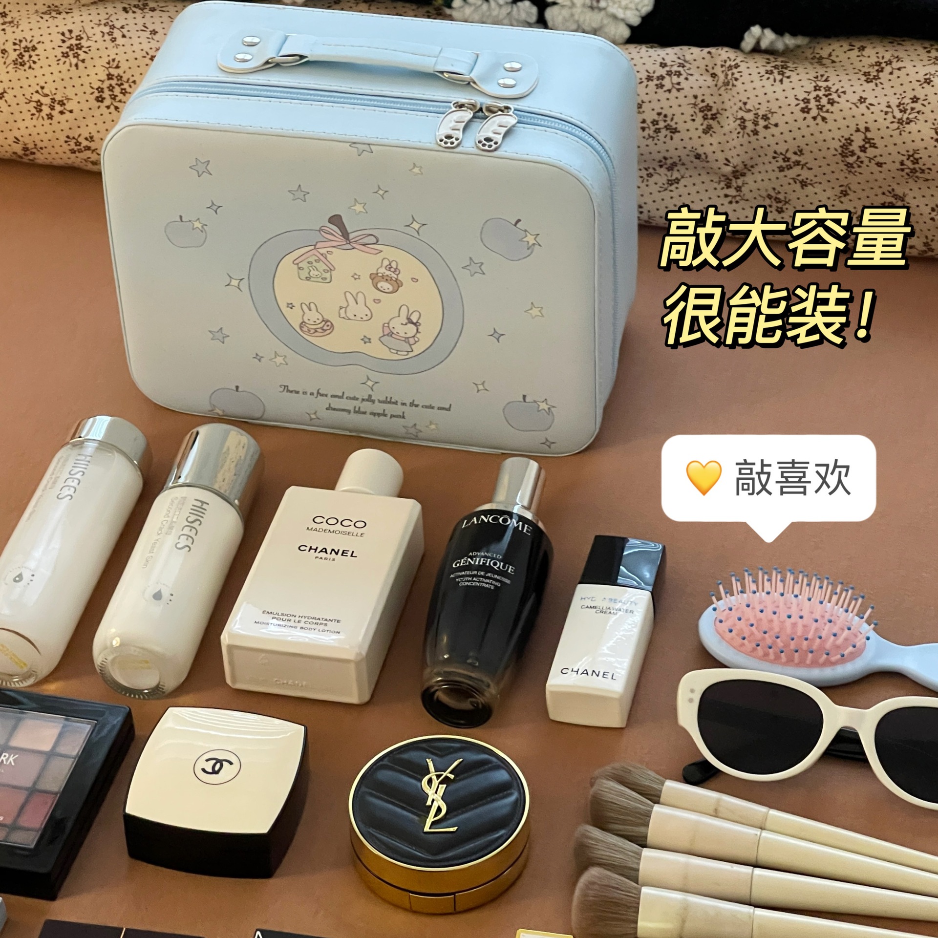 Caja de maquillaje con espejo para mujeres lindas bolsas de maquillaje de gran capacidad bolsa de maquillaje de viaje maleta portátil impermeable