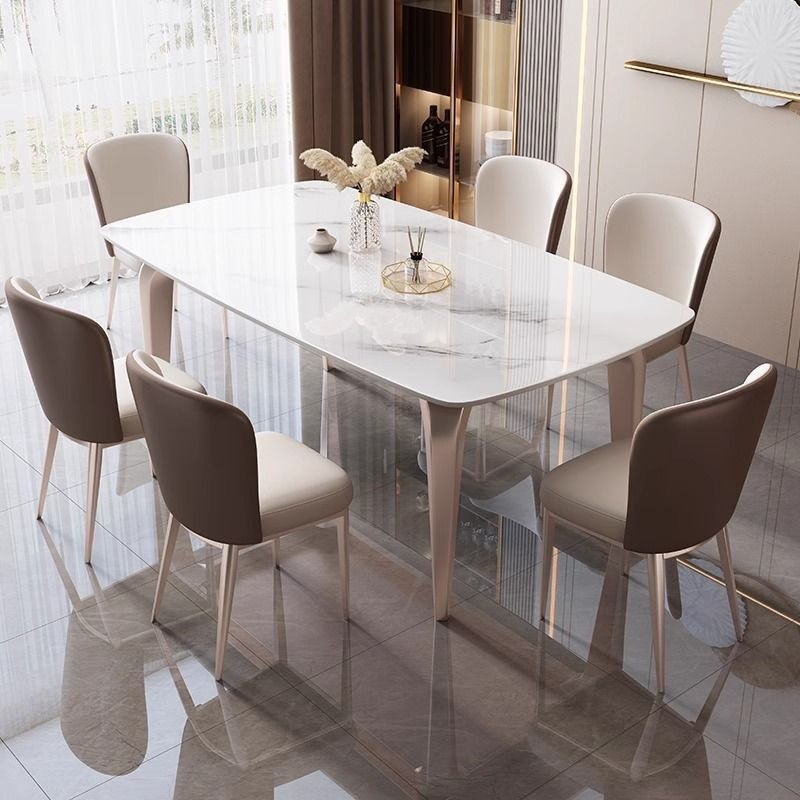 Light Luxury Rock Slab Dining Table, Simple Home Use Rectangular Table...