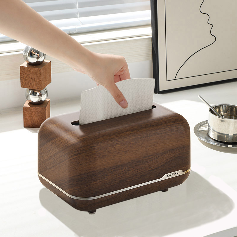 Escritorio Sala de estar Caja de pañuelos Mesa de centro de estilo antiguo Dormitorio Resorte doméstico de lujo ligero Caja de almacenamiento de control remoto de succión magnética