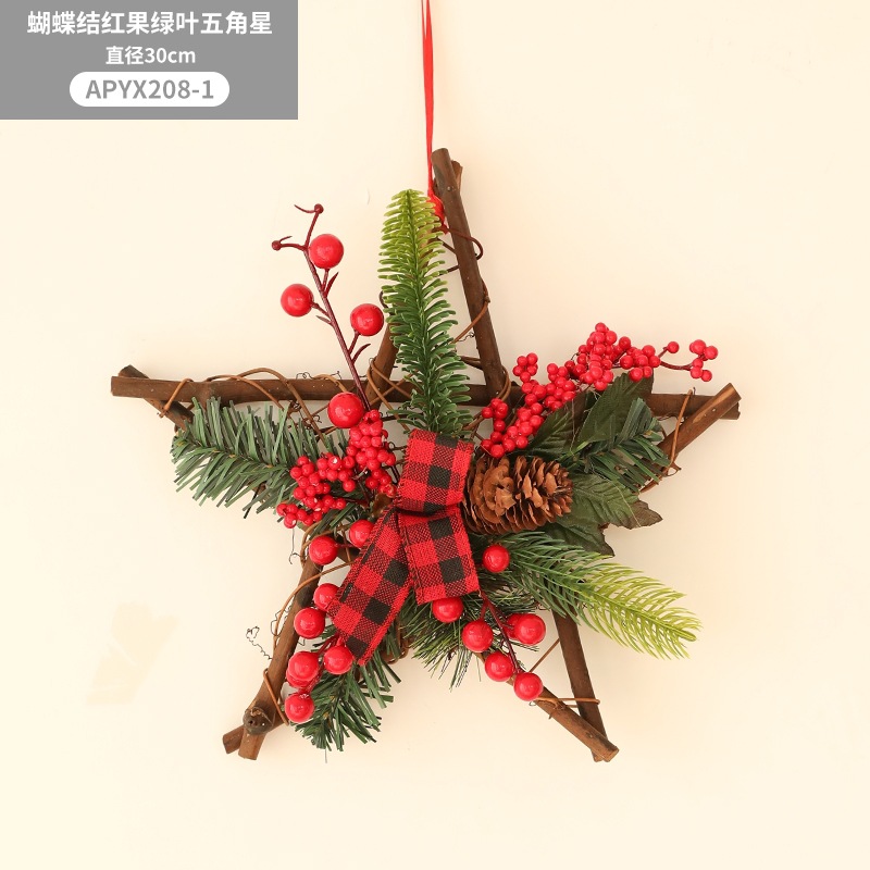 Decoración de Navidad fruta roja Garland anillo de ratán colgante guirnalda Puerta de mimbre colgando decoraciones de Navidad vestir escena diseño