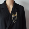 South Korean goods, retro brooch with tassels, beads from pearl, accessory lapel pin, pin, Chanel style