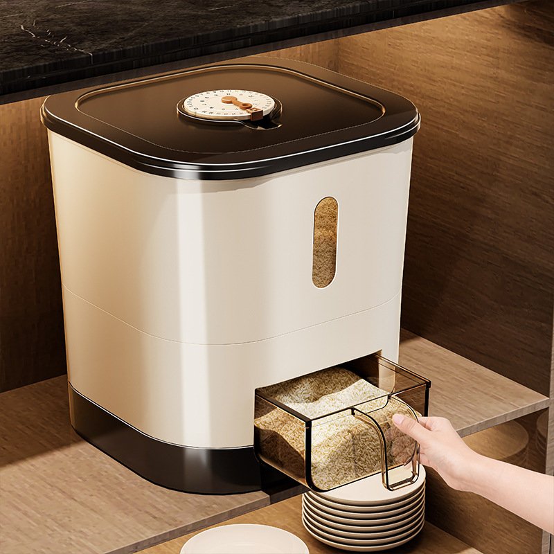 Cubo de arroz doméstico de grado alimenticio, a prueba de insectos, a prueba de humedad, caja de arroz, cubo de fideos, recipiente de almacenamiento de fideos de arroz, cilindro de arroz de alta gama
