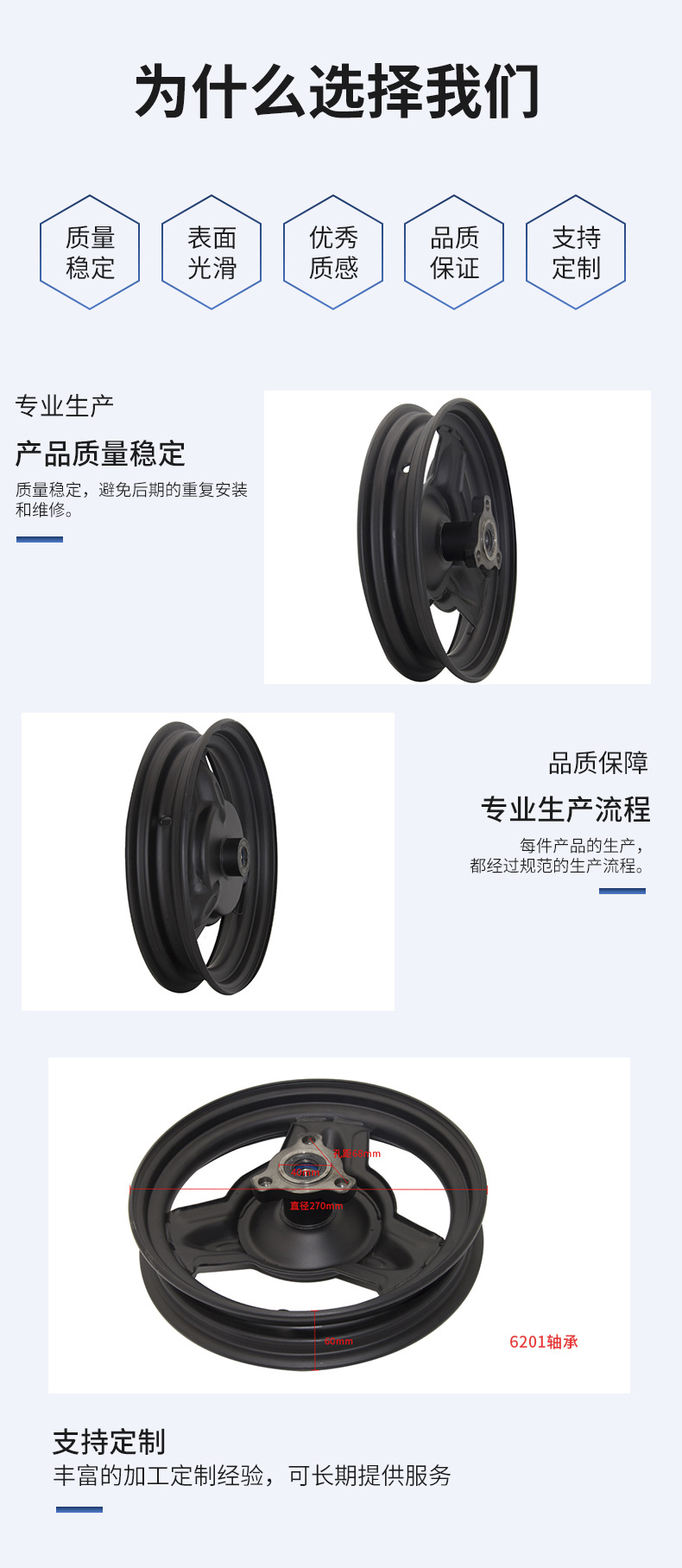 Manufacturers directly supply electric car front wheel 10-inch wheel 275-10 disc brake ring national standard car drum brake steel ring