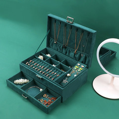 Lockable velvet jewelry box, hand jewelry jewelry storage box, wedding Chinese style princess European style high-end jewelry box