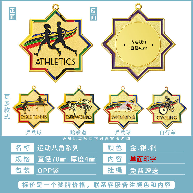 Medalla Conmemorativa Deportiva de Aleación de Zinc Personalizable Chapado en Oro image 11