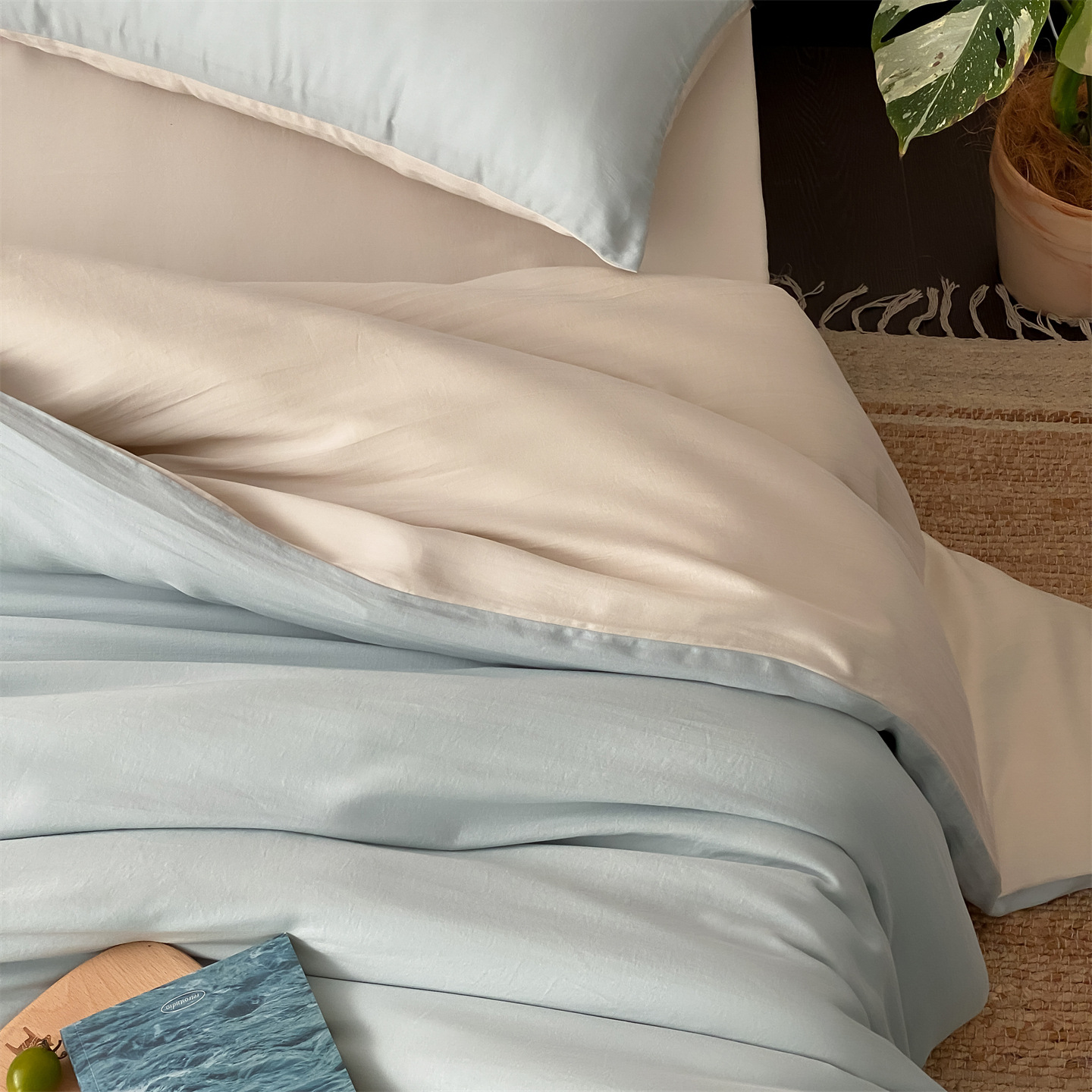 Parure de lit 4 pièces en tencel lenzing élégante soyeuse et fraîche_voghion.com