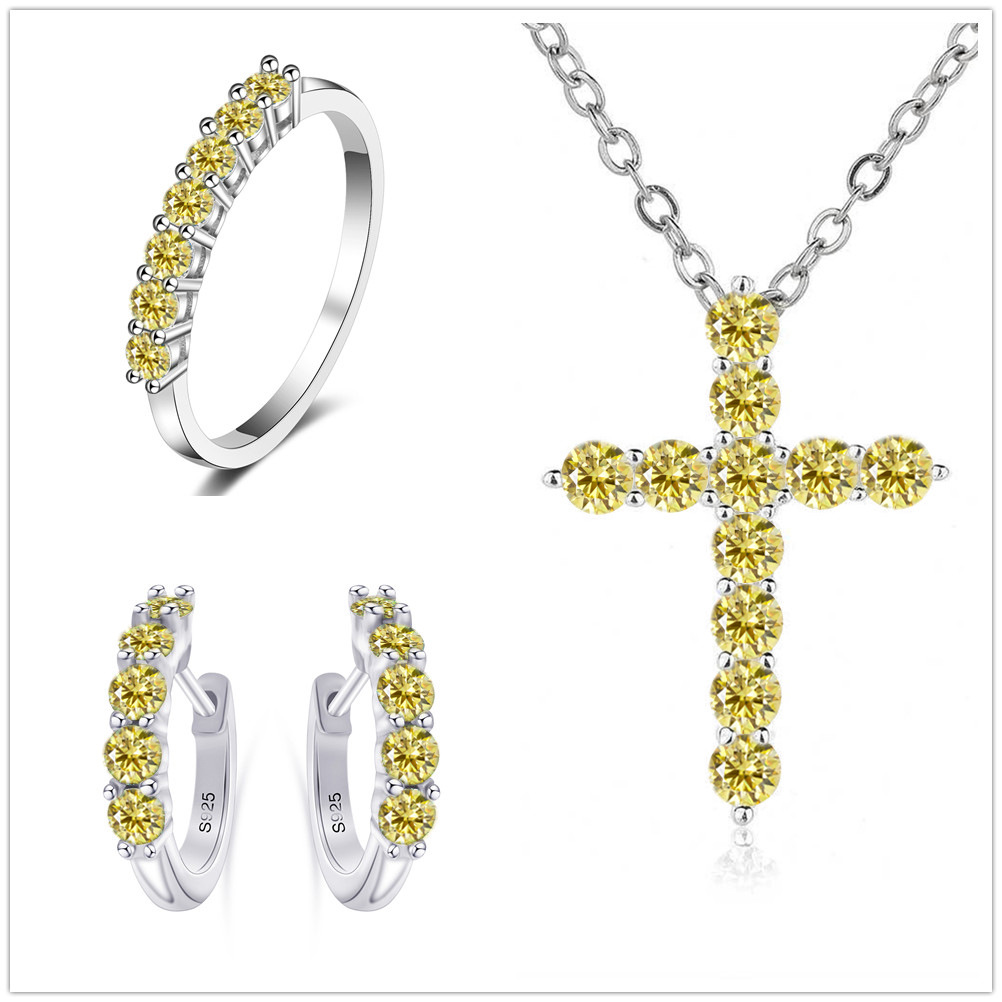 2.8CT Color Moissanite Set Sterling Silver S925 Set con Certificado GRA Over-Tested Pen Pen Ring Set