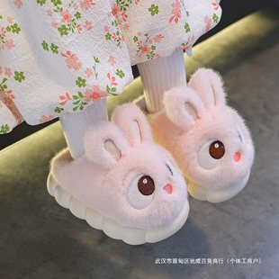 Children's cotton slippers winter boys and girls parent-child cute cartoon bag with non-slip indoor baby home