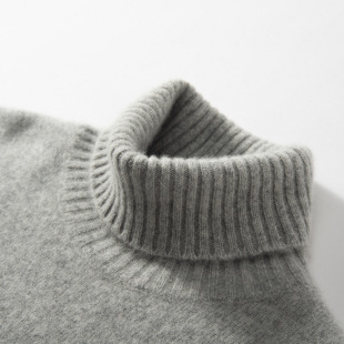 Autumn and Winter New Cashmere Sweater Men's Thickened Turtleneck Sweater Trendy Solid Color Casual Knitted Base Sweater