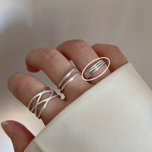 Cold style ~ silver ring for women  new niche design ins light luxury index finger ring personalized couple ring