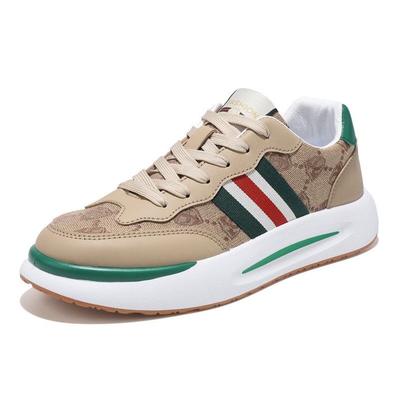 Spring trend sports shoes men 2023 new leather breathable sneakers men's British all-match soft-soled casual shoes_voghion.com