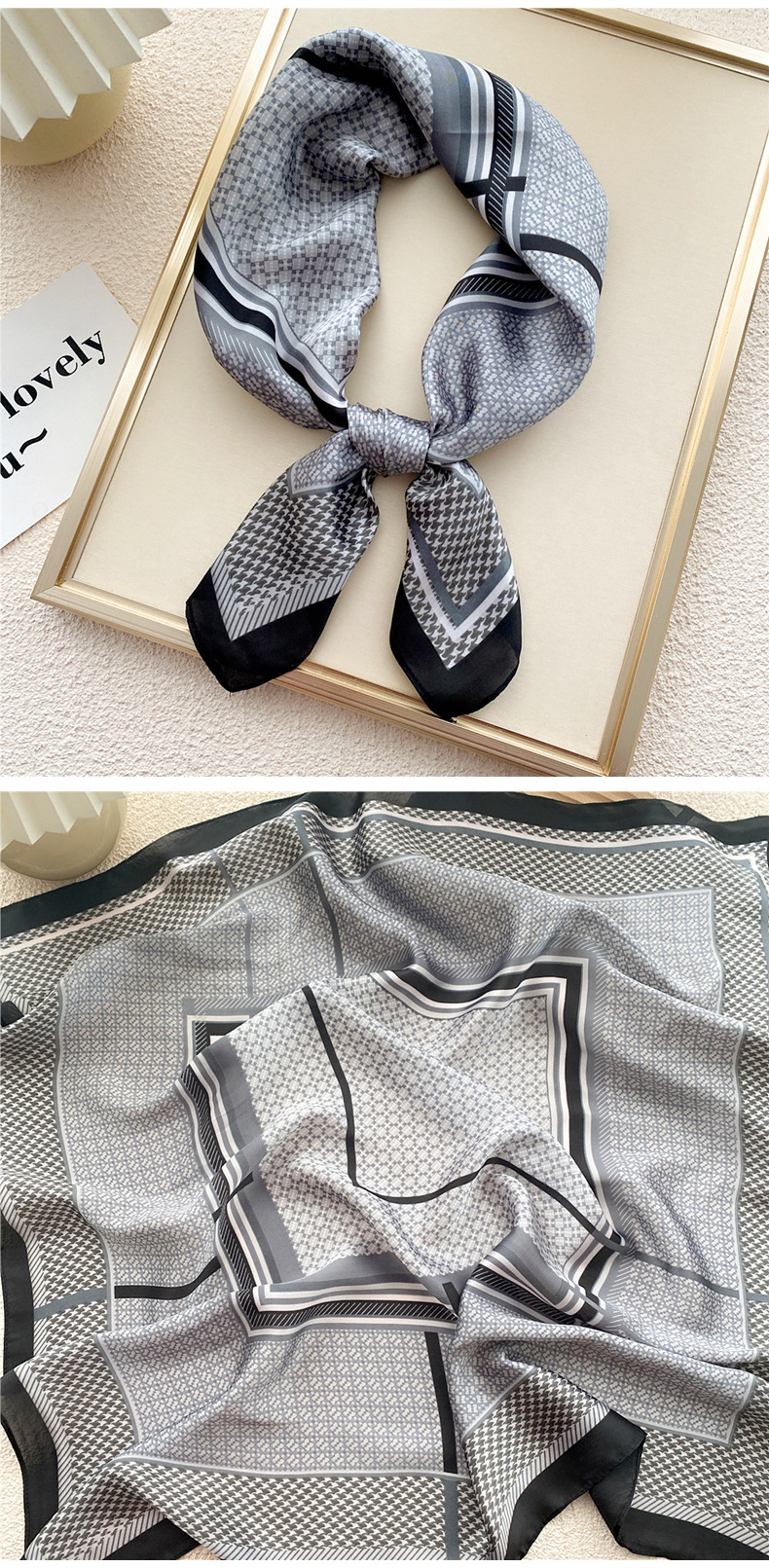 45g Weight Silk Scarf Classification Daily Occasion Polyester Material Geometric Pattern All Seasons Season Women's Gender Printing Design Elegant, Sweet Style Women's Elegant Sweet Geometric Polyester Printing Silk Scarf 28