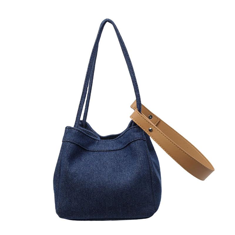 Bolsos populares de este año para mujeres 2024 nueva moda denim bolso de cubo portátil diseño de nicho bolso de mensajero de un solo hombro