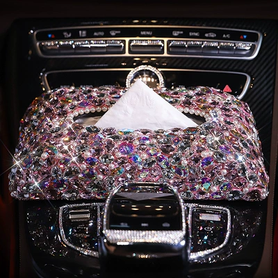 diamond-encrusted women's napkin paper box | Car tissue box/set