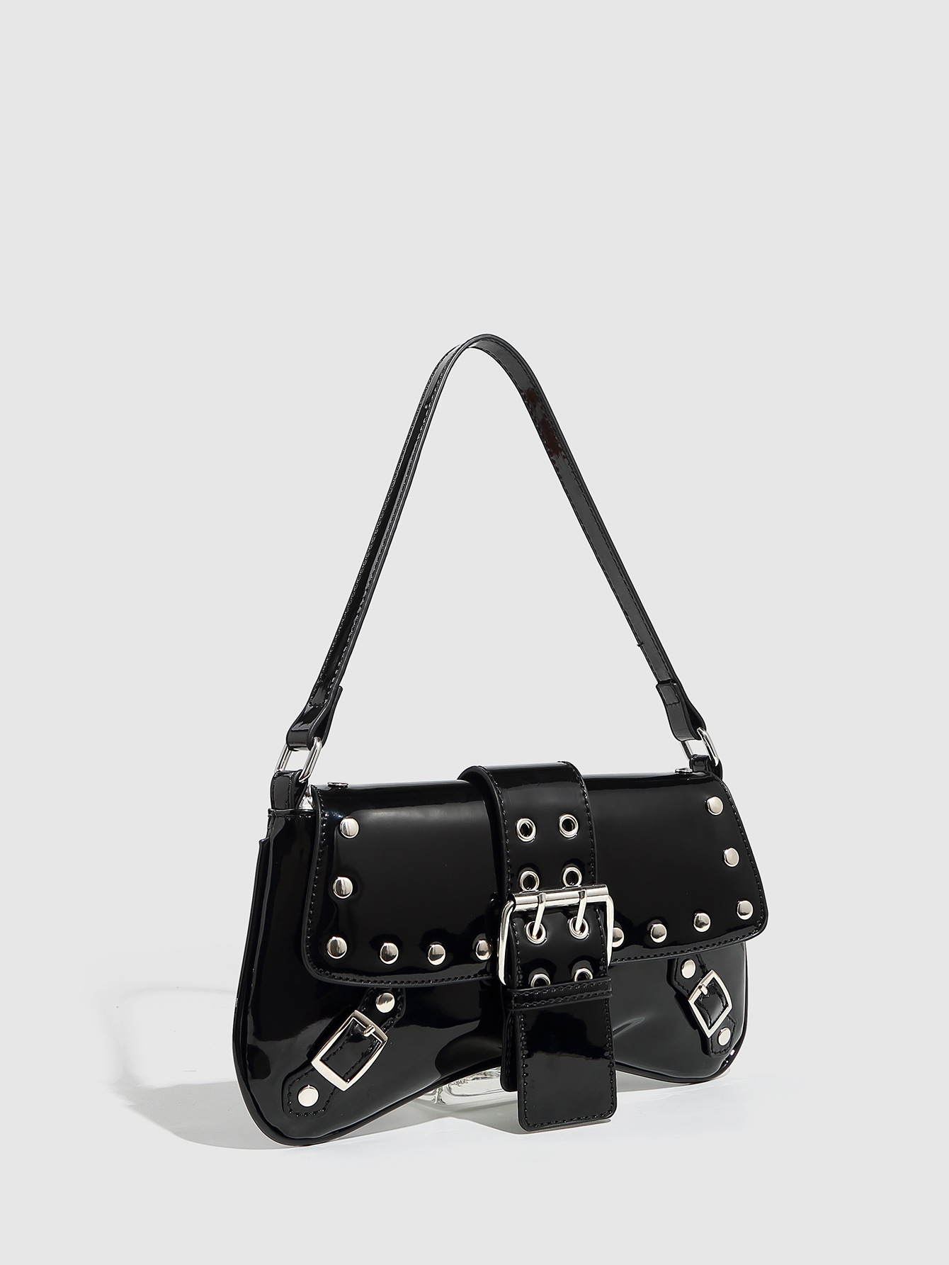Daily, Street, Shopping Occasion Women's Medium Pu Leather Solid Color Streetwear Square Magnetic Buckle Baguette Bag