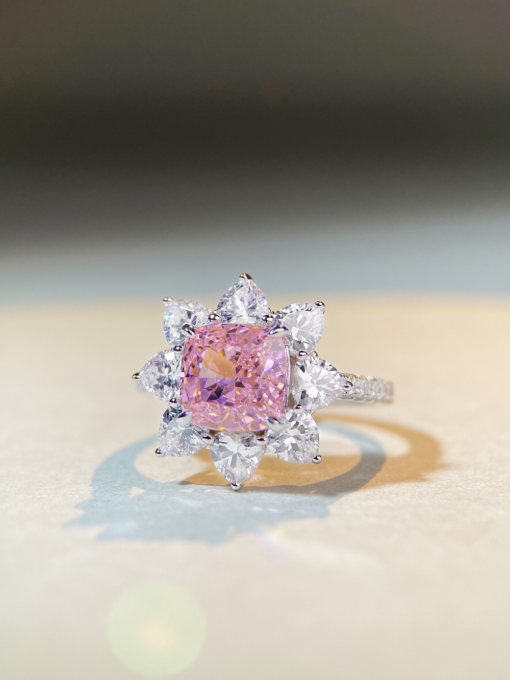 Fashion Flower Sterling Silver Inlay Zircon Rings 1 Piece