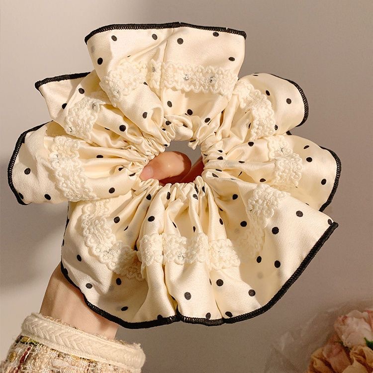 71#Off-white lace satin polka dots about 20cm