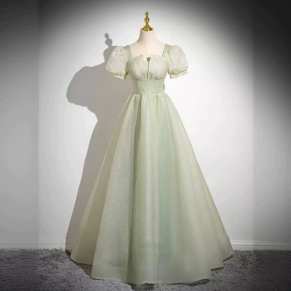 Вечернее платье зеленое, элитное, элегантное, для выступлений, во французском стиле, легкая роскошь, нишевое, для экзаменов, выпускных, торжеств по случаю достижения совершеннолетия, весна-осень