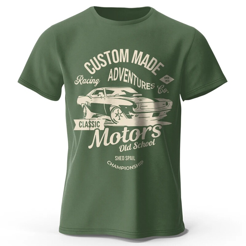 Men's Car Print T-Shirt 100% Cotton Oversized Vintage Old School Graphic T-Shirt for Men and Women Summer Wear Men's Car Print T-Shirt 100% Cotton Oversized Vintage Old School Graphic T-Shirt for Men and Women Summer Wear