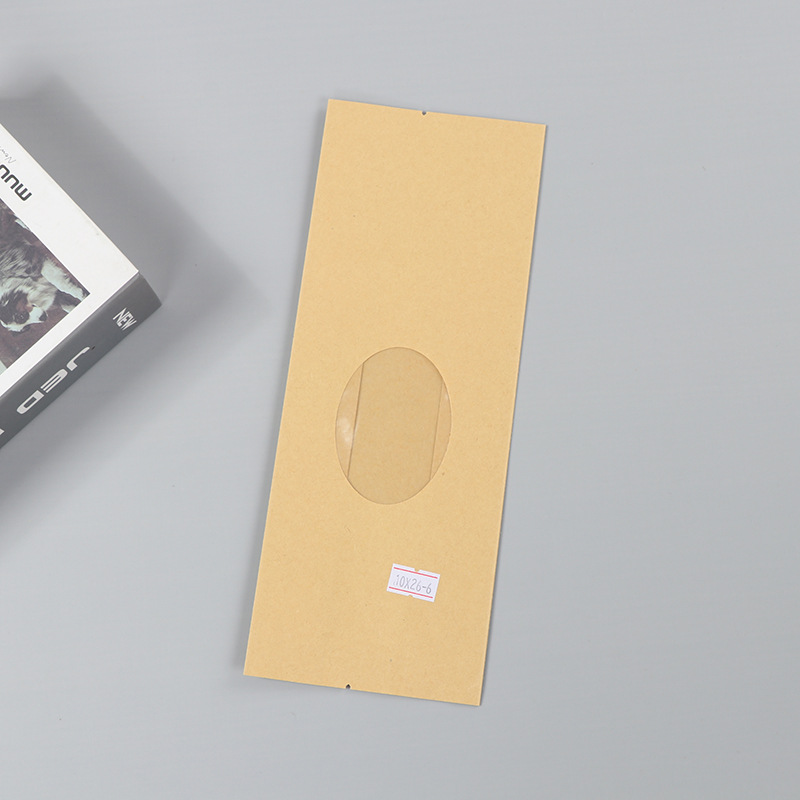 Spot bolsa de papel kraft con ventana transparente bolsa de embalaje de alimentos autosellada autoportante bolsa de té sellada de ocho lados fácil de rasgar