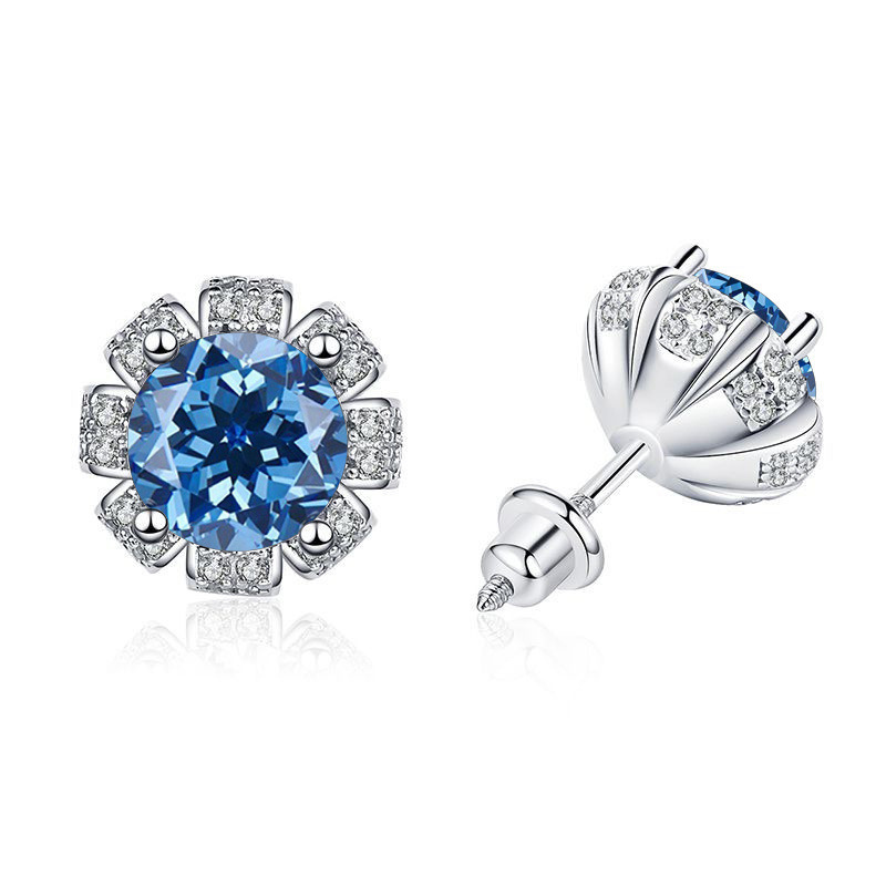 925 plata esterlina moissan piedra pendientes mujeres nuevos pendientes de ocho puntas simple pendientes de alta sensación chapado en oro pt950 al por mayor