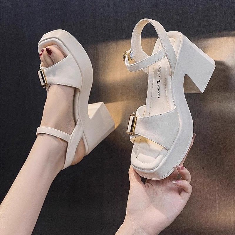 Fairy Sandals for Women 2026 Summer New Fashion Outdoor Non-Slip Roman Shoes with Chunky Heels and Platform Height Increase