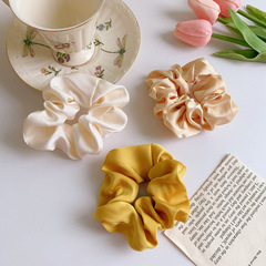 New style silk pig intestine hair tie with temperament and solid color high-end French satin large intestine hair tie with headband fashionable hair accessory