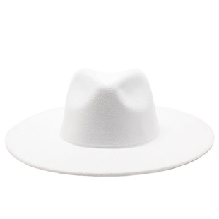 Cross-border AliExpress Amazon Men and Women Couple Flat-brimmed Big-brimmed Hat Autumn and Winter Wool Topper Jazz Gentleman Hat