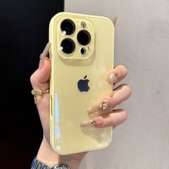 冰感马卡龙大视窗适用iPhone16手机壳15纯色14情侣13新款12带标版