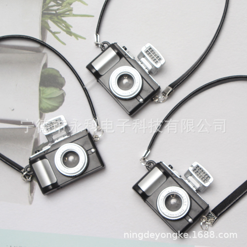 Mobile Phone Case Accessories Mini Luminous Sound Camera Neck Necklace Gift Jewelry Keychain Pendant Bag