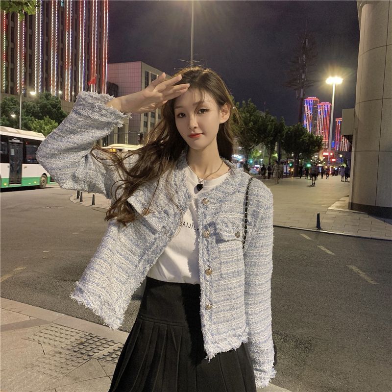 小香风外套女2025春秋新款法式设计感气质外穿长袖别致短款上衣女|undefined