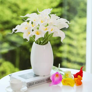 Cream polyurethane calla lilies, flower arrangements for living room
