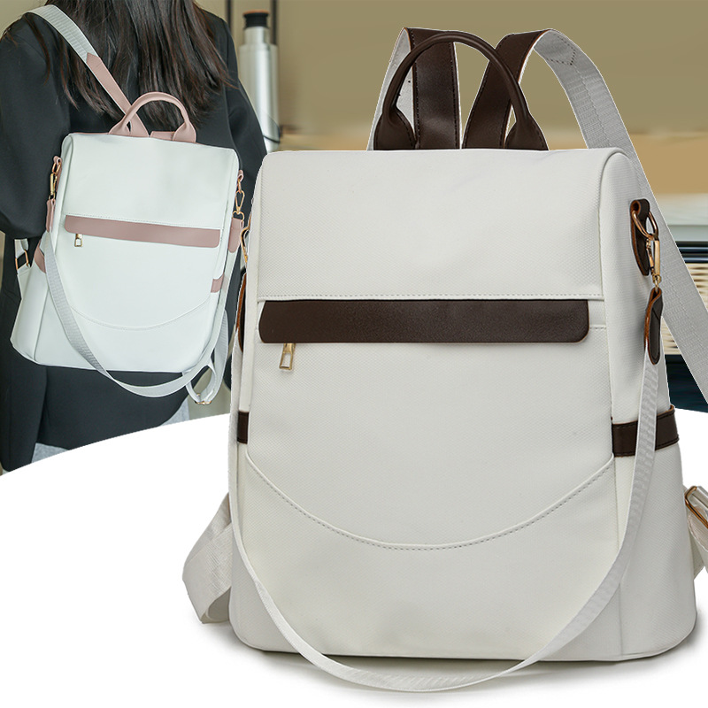 Nueva mochila antirrobo para mujer, mochila de cuero retro para mujer, mochila informal de gran capacidad multicompartimento al por mayor