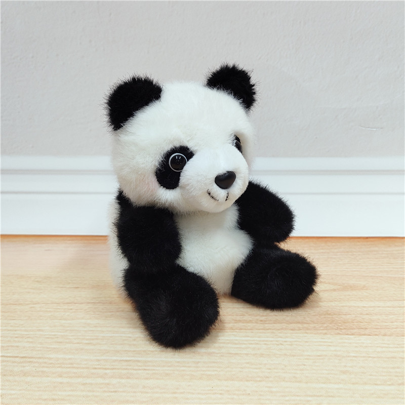 Descomprima la bolsa de frijoles del tesoro en la palma de la mano, muñeca pequeña, mesa con panda, peluche, muñeca de mapache suave, juguete para niños