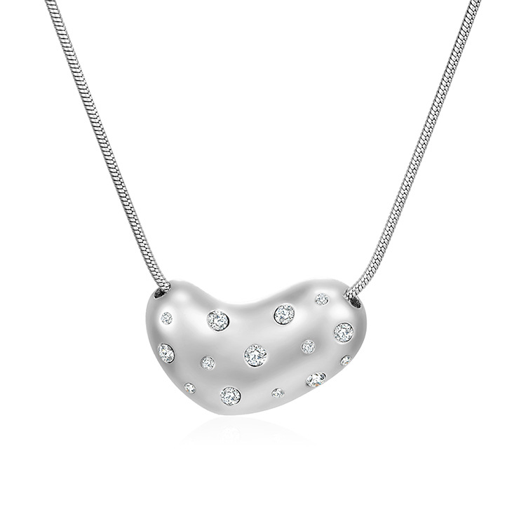 Collier transfrontalier de style INS en Europe et aux États-Unis, personnalité féminine, tempérament simple, acier au titane, diamant de couleur pêche et cœur p_voghion.com