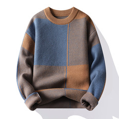 冬の新型丸首の厚いセーターの男性のニットの幾何学のファッションのブランドの長袖の服の男性の底のシャツは国境を越えます。