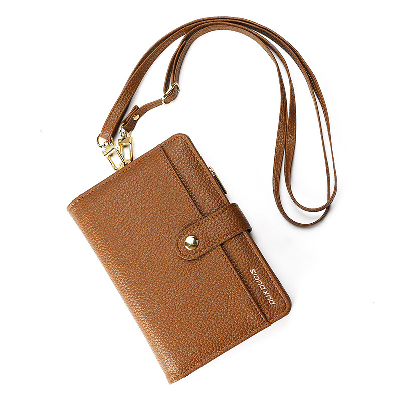 Bolso de pasaporte multifuncional al por mayor de regalos transfronterizos Cartera de almacenamiento de documentos de cuero PU Cepillo antirrobo Paquete de tarjeta de viaje con cordón