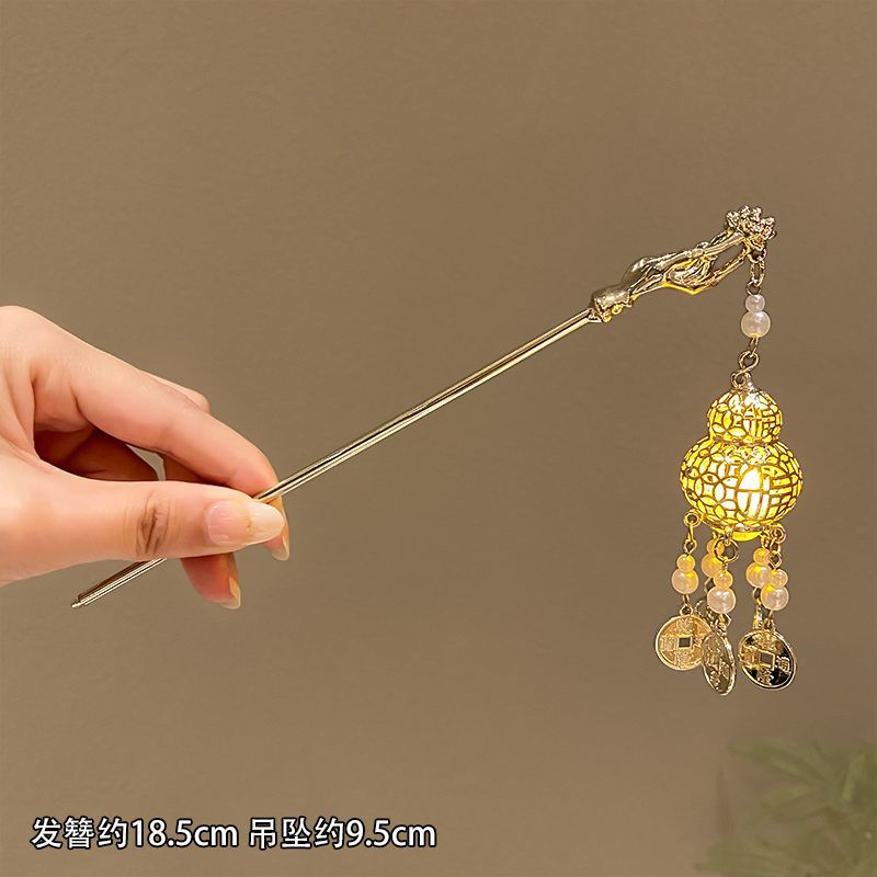 Niñas innovadoras calabaza brillante corona de alias de fijación de cabello de aleación de mediados de otoño luz brillante fijación de cabello de niños en línea rojo estilo antiguo adornamiento para el cabello