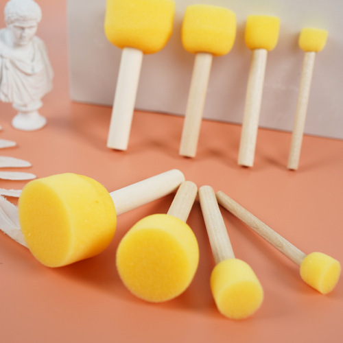Huiyue children's painting sponge seal brush mushroom head No. 1-5 DIY painting seal early education graffiti log handle