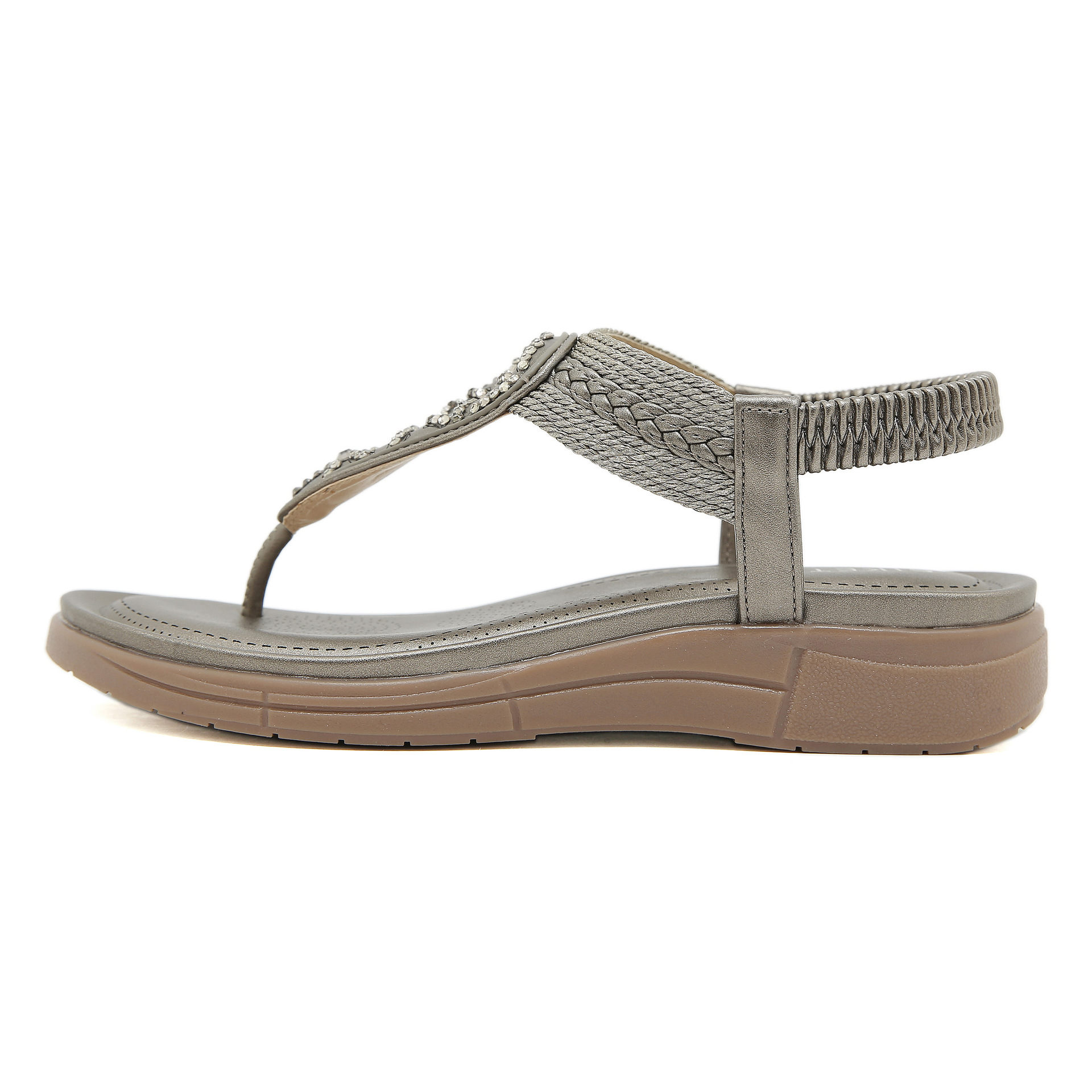 5012-2 2025 nuevas sandalias amazonas bohémias diamante cómodas vacaciones en el mar zapatos planos grandes