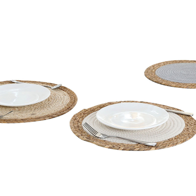 Picnic al aire libre espesado cattail tejido mantel aislamiento paja tejida hierba algodón hilo mantel nórdico hogar placemat